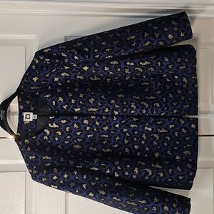 Anne Klein Vintage Dressy Navy, Black and Gold Metallic Open Jacket XL